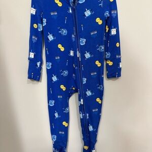 Angel Dear Blue Footie with Hanukkah print